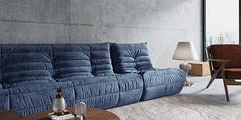 Синий диван в интерьере-25, Диван Француз